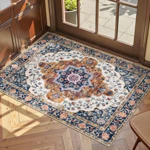 Tapis de porte rectangulaire Temu style persan rétro, résistant aux taches, lavable en machine, pour entrée de maison, en fibre de polyester, motif médaillon - Product Image 5
