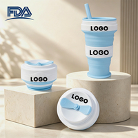Nouvelle tasse de voyage en silicone pliable de 550 ml, qualité alimentaire, isolée thermiquement, sans BPA, incassable, pour café, vente en gros