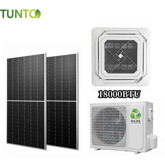 2026 New Solar Powered ACDC 4 Way Ceiling Cassette Air Conditioner Cooling Only Outdoor 2-5 Tons for Hotel Supermarket Villa