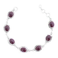 Bracelet à maillons en pierres précieuses ovales en grenat naturel, argent sterling 925, fait main, bijoux élégants vintage