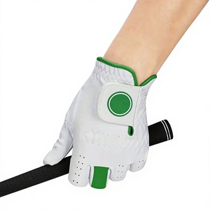 Gant de golf blanc avec accents verts, main gauche, cuir véritable, antidérapant, fermeture auto-agrippante, gants de sport unisexes - Product Image 6