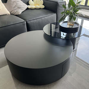 Set 3 pezzi moderno in metallo nidificante tavolino da caffè nero oro rotondo occhiali da soggiorno mobili - Product Image 5