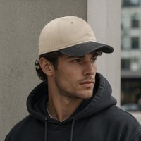 Gorra de Béisbol Personalizada de Dos Tonos, 6 Paneles, Estructurada, Negra y Caqui, Visera Curva, Sarga de Algodón, Gorra Deportiva para Marcas, Venta al Por Mayor