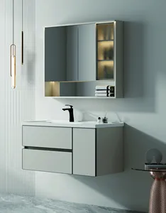 Samiyah thiết kế hiện đại rửa lưu vực với Gương phòng tắm rắn gỗ tủ tường treo gắn Vanity tủ phòng tắm