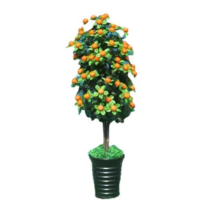 2023 New Artificial Plant Potted Interior Decoration Fake Fruit Tree 1.5 Meter Wooden Pole Kumquat Mandarin