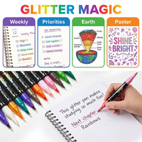 Ensemble de 96 marqueurs pailletés, 48 stylos à double pointe, double couleur, paillettes brillantes, pour journalisation professionnelle, scrapbooking, bricolage, artisanat, kit artistique