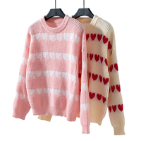 Motif d'amour personnalisé pull pour femmes pull mode décontractée épaule tombante tricoté chandails pour femmes
