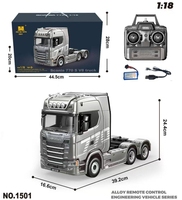 Nouvelle voiture télécommandée Huina 1501/1502 19CH Scania770S avec remorque, modèle en alliage métallique à l'échelle 1/18, son et lumière