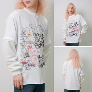 <span class=keywords><strong>T</strong></span>-shirt Pesante da Uomo con Stampa Personalizzata, Patchwork, Cerniera <span class=keywords><strong>e</strong></span> Maniche Lunghe <span class=keywords><strong>a</strong></span> Nido d'Ape - <span class=keywords><strong>T</strong></span>-shirt di Lusso - Product Image 2