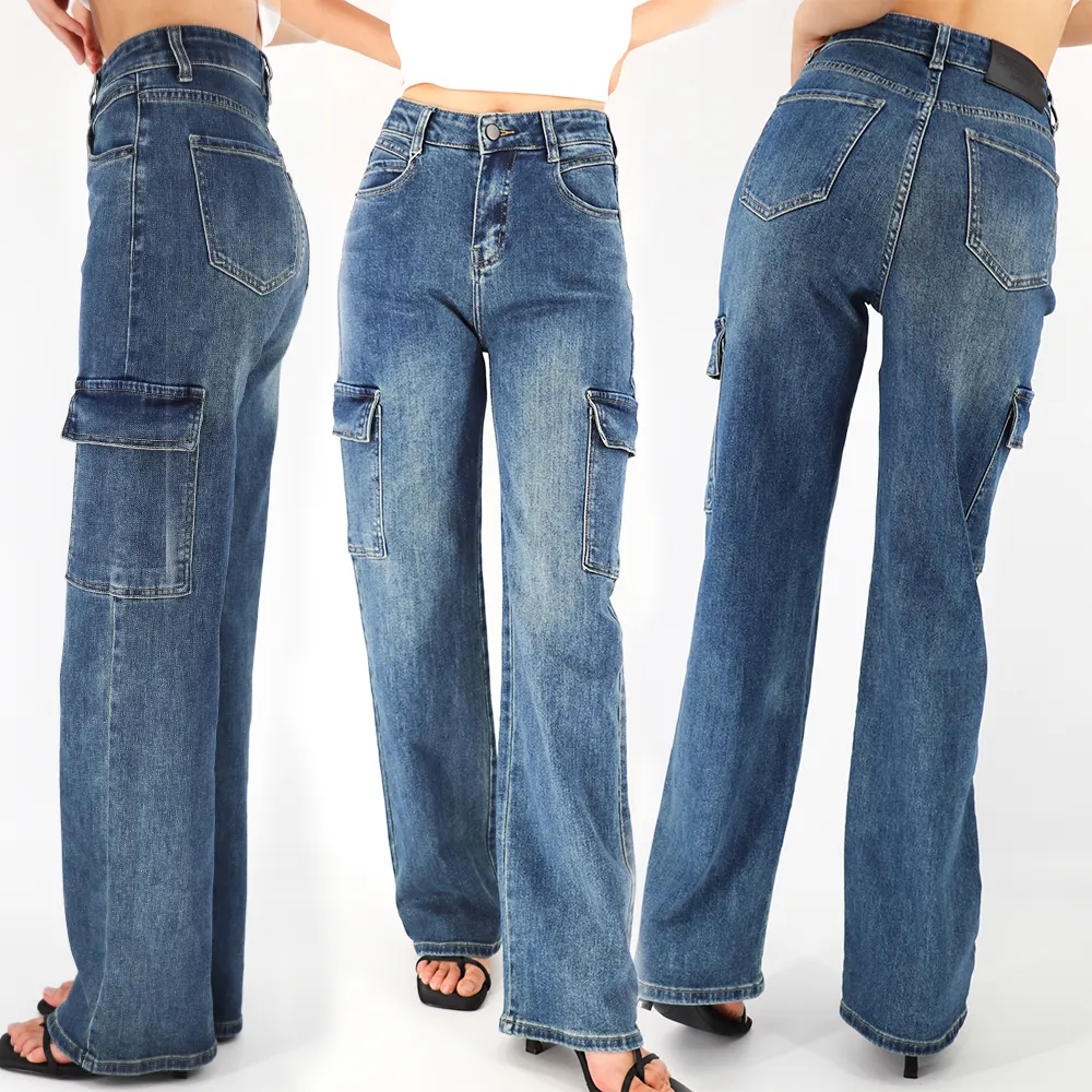 Bán Buôn Phụ Nữ Baggy Hàng Hóa Quần Lỏng Phù Hợp Với Quần Với Túi Bên Chất Lượng Cao Tùy Chỉnh Jeans