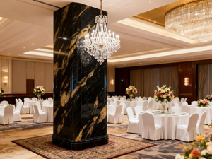 طاولة شاي فاخرة من الرخام الطبيعي الأسود المصقول مخصصة للمنازل والفنادق ودور الشاي بالطراز الصيني - Product Image 3