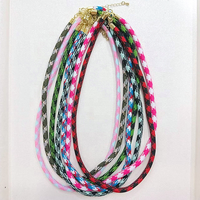 CH-LAN2206 Nouveauté Collier en corde coloré avec fermoir en cuivre plaqué or, collier tressé multicolore réglable, bijoux en corde