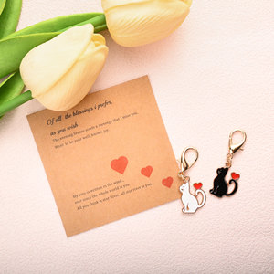 สินค้าใหม่การ์ดอวยพรอวยพรภาษาอังกฤษรูปการ์ตูนน่ารักหัวใจลูกแมวพวงกุญแจกระเป๋าจี้ - Product Image 2