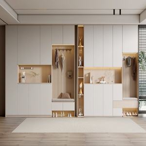 Mueble Zapatero Moderno Minimalista Blanco con Panel de Aluminio Tipo Panal, <span class=keywords><strong>Armario</strong></span> de <span class=keywords><strong>Entrada</strong></span>, Mueble de Hogar Elegante - Product Image 1