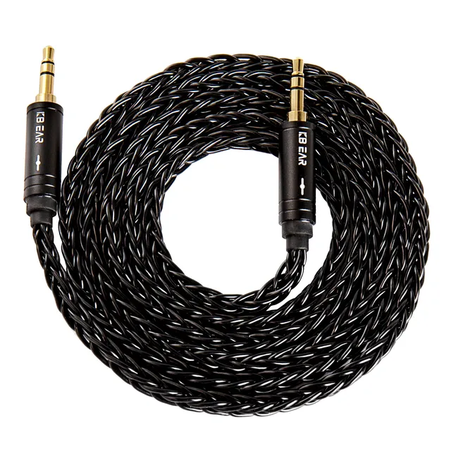 KBEAR AUX08 8 Cores HiFi Earphone Audio Cable Speaker Cord 3.5mm Male to Male Headphone Aux Wire for Phone Earbuds Car MP3