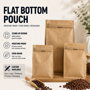 Flat Bottom Pet <b>Food</b> Stand up <b>Pouch</b> <b>Reusable</b> Side Zipper PE Packaging Bags Air Release Valves Recyclable Silk Screen Printed - Product Image 1