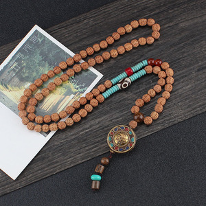 Rudraksha Beads <strong>OM</strong> <strong>Pendant</strong> Necklace Yoga Meditation Strand Mala Healing Jewelry Prayer Tibetan Classic Natural Nepal for Women - Product Image 5