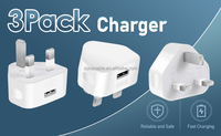 Bloc de charge rapide USB 2A 10W à port unique, prise UK 3 broches, QC2.0, pour téléphone portable, tablette, appareil photo