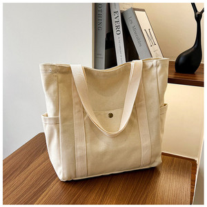 Wanli Túi vải với túi tùy chỉnh thực hiện thủ công có thể tái chế Đồng bằng bông mua sắm Tote Túi vải cho bãi biển - Product Image 4