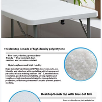 6ft facile à nettoyer Portable extérieur mobilier fête événement centre pliable en deux blanc longue HDPE plastique Table pliante 180 cm