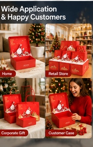 Caja de Regalo Navideña Roja Personalizada, Cartón Reciclable con Diseño de Santa Claus, Interior Liso para Regalos, Caja de Regalo de Navidad - Product Image 3