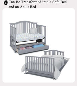 Lettino per Bambini in Legno di Pino Neozelandese Bianco, Convertibile in Divano Letto, con Base Regolabile in Metallo - Product Image 5