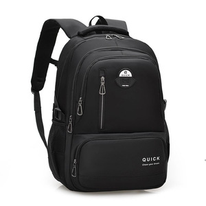 Student <b>Backpack</b> 15 Inches <b>Large</b> <b>Capacity</b> Multi Compartment School Education Unisex Black Blue Gray Solid Color Waterproof Wear - Product Image 3