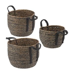 ที่ขายดีที่สุดหญ้าทะเลสานตะกร้าทรงกลมถังสําหรับเก็บรองเท้าในซักรีดรอบถักหญ้าทะเลทอตะกร้าเก็บ - Product Image 1