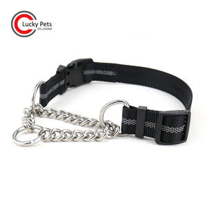 Zware Reflecterende Nylon Slip Pet Kraag Verstelbare Roestvrijstalen Ketting <span class=keywords><strong>Martingale</strong></span> Hondenhalsband - Product Image 4