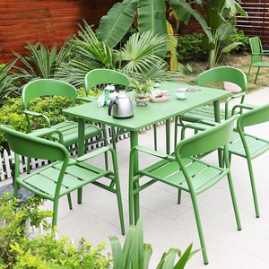 Mesa y Sillas de Aluminio para Exteriores, Estilo Nórdico, para Patio, Jardín, Cafetería al Aire Libre, Minimalistas, Impermeables y Resistentes al Sol - Product Image 1