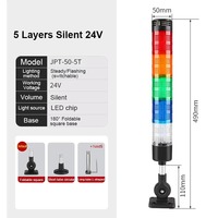 Lampu Menara Sinyal LED Tiga Warna Multi Lapis Alarm Suara Casing PC Indikator Peringatan Non-Reflektif Alat Mesin CNC
