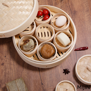 Handmade dệt hấp ngăn kéo với Side xử lý bánh bao món ngon truyền thống hấp tre - Product Image 3