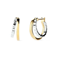 Boucles d'oreilles Huggie Gemnel à texture contrastée bicolore, design en métal mélangé poli et côtelé