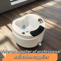 Fauteuil de pédicure portable LED 7 couleurs avec lumière, rond, pour massage et surf, bain de pieds profond en acrylique, spa à bulles pour salon de manucure
