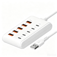 Chargeur de bureau 66W à 10 ports, 5xUSB C, 5xUSB A, vente en gros, nouvelle arrivée |   Station de charge sécurisée pour téléphone et tablette |   Matériau PC compact