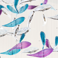 Lustre en verre artistique en forme de poisson FIRELUX, bleu, violet, clair, avec abat-jour personnalisable