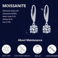 Anting-anting gantung Moissanite 1 karat*2 berlapis emas 14k, gaya kasual vintage, dari Factory Outlet, perak sterling 925, potongan bulat