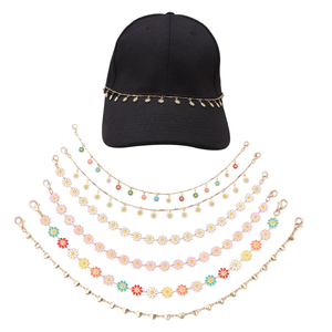 Cappello da camionista all'ingrosso con catene di decorazione per cappellino da Baseball gioielli con perla ciondolo ciondolo catena cappello da camionista - Product Image 3