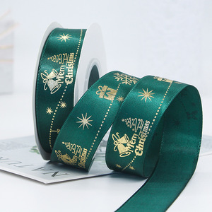 2,5 cm 22 m Kerstlint Verpakkingslint Cadeau Satijnen lint Accessoires DIY Decoratie Goudfolie Polyester Klassiek - Product Image 3