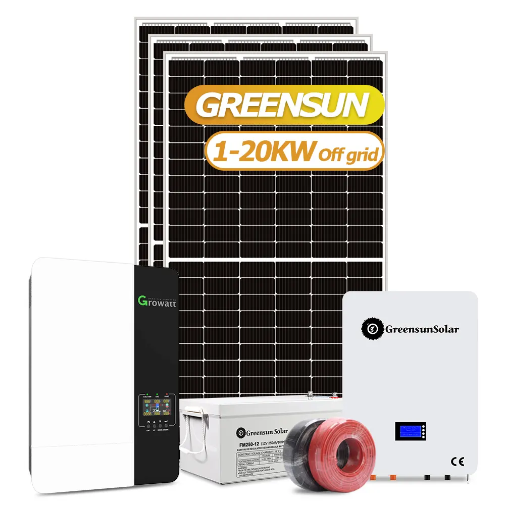 Greensun 3kw-20kw tắt hệ thống năng lượng mặt trời lưới 10KW 15KW toàn bộ nhà năng lượng mặt trời hệ thống điện RV hệ thống năng lượng mặt trời nhỏ