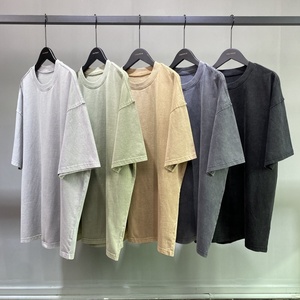 Lavado ácido al por mayor en blanco liso impresión 100% algodón camiseta de gran tamaño hombro caído ropa de calle para hombres fabricantes de ropa - Product Image 3