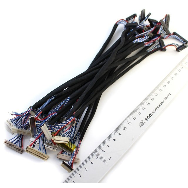 High Quality LVDS LCD Connection Cable 20P 30P 40P Tin Plated Copper Electronic Wire Harness Assembly Customizable