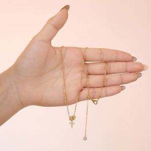 Dylam Unique Personalized Fine Jewelry 925 Silver 18K Gold Plated Link Chain 5A CZ Zirconia Cross <b>Circle</b> <b>Rings</b> Pendant Necklace - Product Image 4