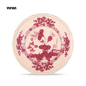 Offre Spéciale – Vaisselle de Luxe en Porcelaine Fine à Motifs Floraux, Assiettes de Dîner Colorées Rouge Brique pour Mariage - Product Image 4