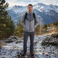 TERMINILLO Réversible Polaire Homme Coupe-Vent Col Montant À Capuche Veste Fermeture Éclair Hiver Automne Imprimé Polyester Tricoté Brodé