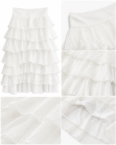 Jupe longue élégante à volants superposés taille haute pour les vacances à la plage - Product Image 2