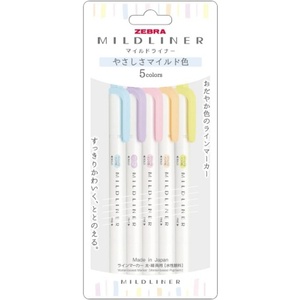 Marcadores Zebra Mildliner, Tinta Suave, Juego de 5 Colores (WKT7-5C-YC) - Product Image 1