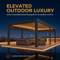 Pergola bioclimatique motorisée en aluminium, imperméable, revêtement poudré, écologique, 3x3m/6x4m