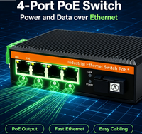 Switch Ethernet industriel PoE 100 Mbps à fibre optique, 1 port fibre SC, 4 ports PoE, fibre unique 20 km, 1310/1550 nm, double alimentation DC12-57V