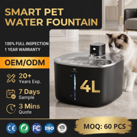 Distributeur d'eau intelligent sans fil OEM pour animaux de compagnie, rechargeable, double alimentation, automatique, portable, design carré élégant en plastique